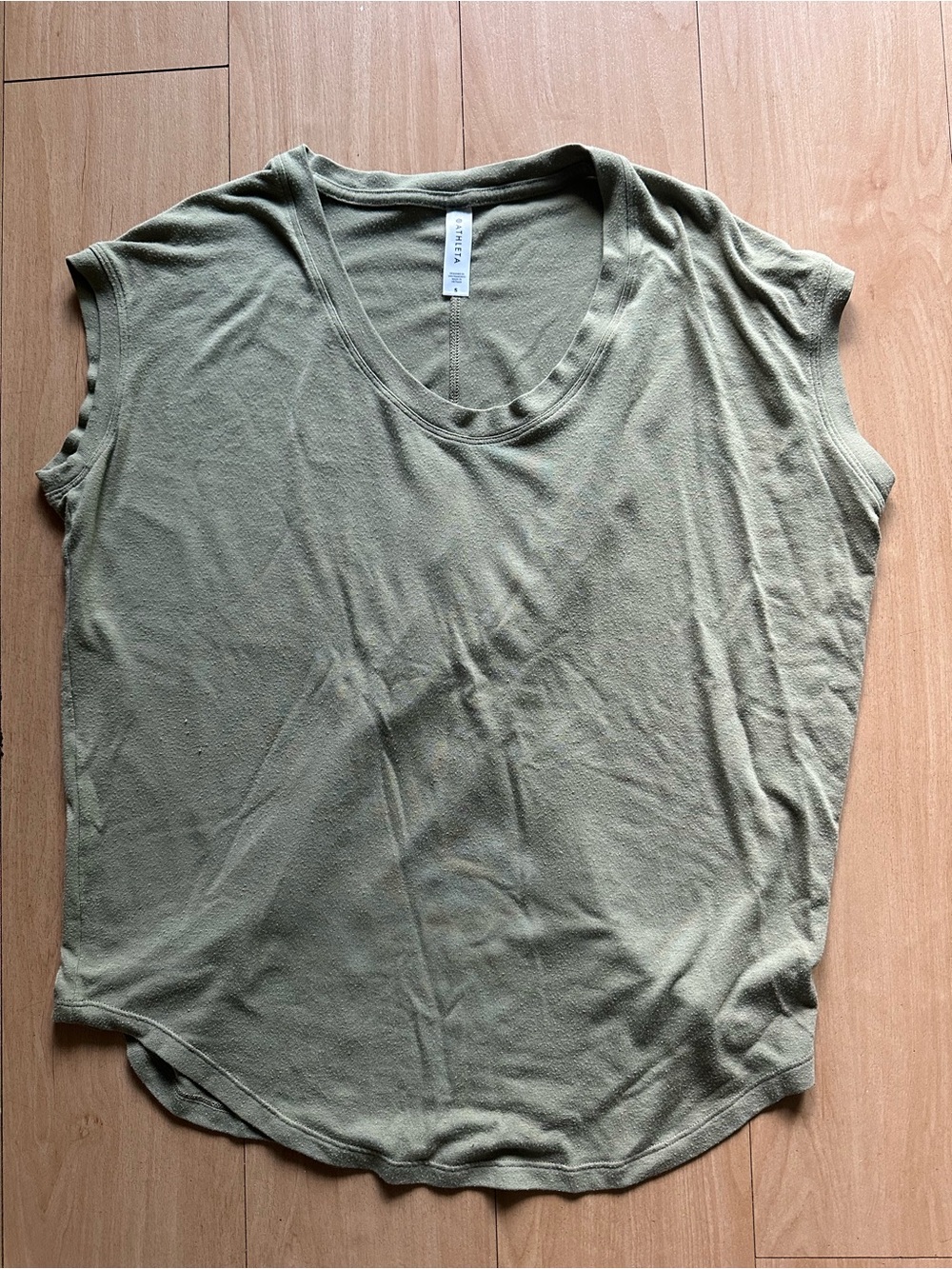 Athleta Womens Tunic Top Womens Size Small Green Sleeveless Jersey Knit Pullover